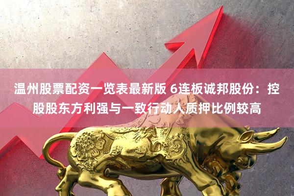 温州股票配资一览表最新版 6连板诚邦股份：控股股东方利强与一致行动人质押比例较高